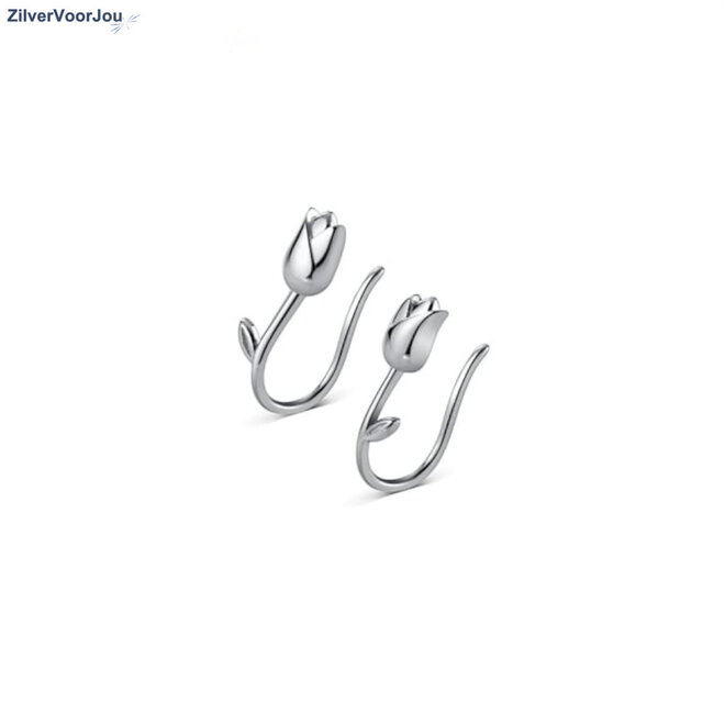 Zilveren tulp oorklimmers