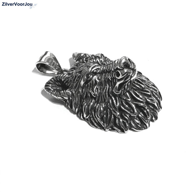 Zilveren 3d wolf kettinghanger