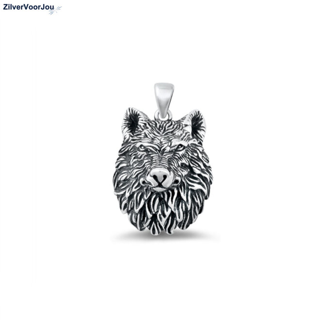 Zilveren wolf kettinghanger
