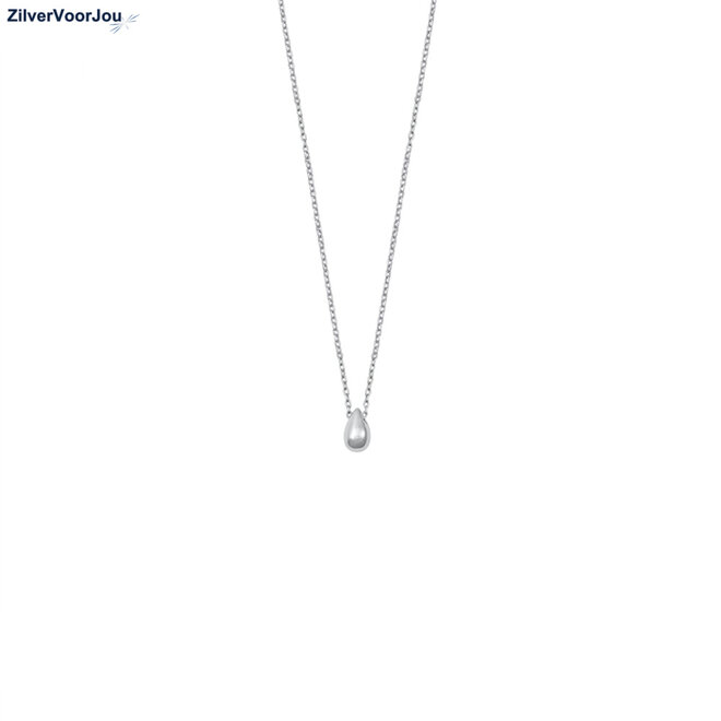 925 Zilveren Druppel Ketting – Rhodium