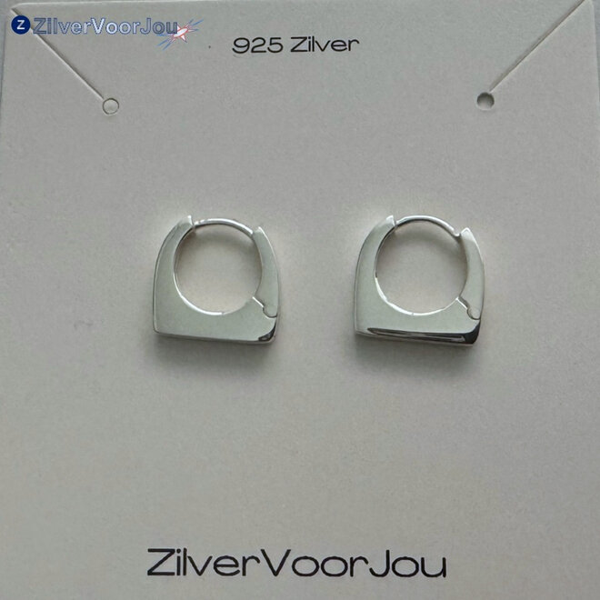 Zilveren retro square hoops