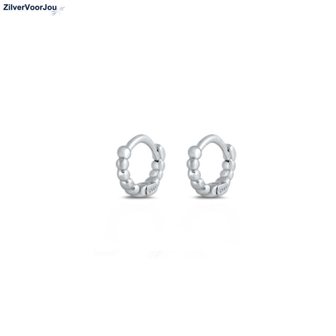 Zilveren huggie hoops dots mini