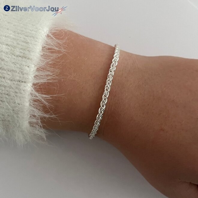 Zilveren spiga schakel armband 3 mm
