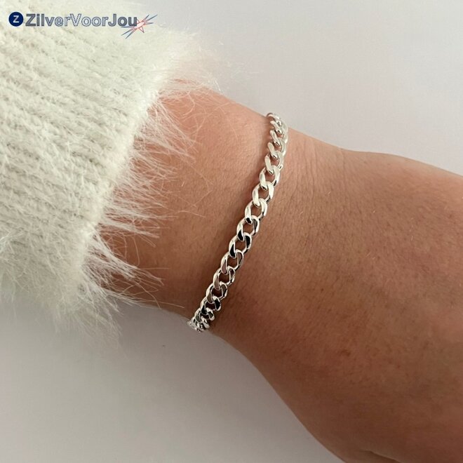 Zilveren Italian gourmet schakelarmband 5.5 mm breed