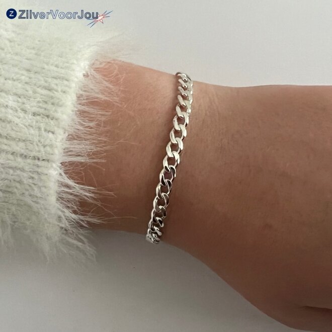 Zilveren gourmet armband 19.5 cm