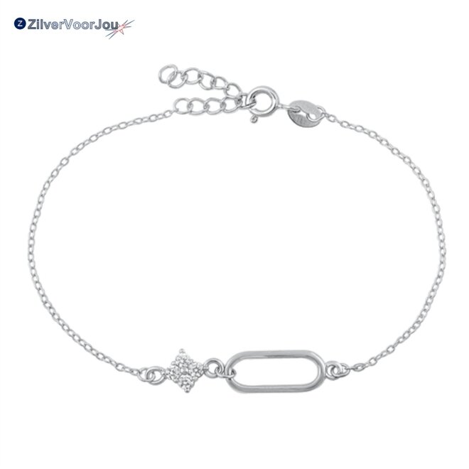 Zilveren minimalistisch star witte zirkonia armbandje