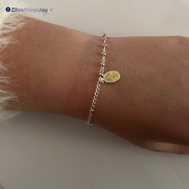 Zilveren rozenkrans scapulier armbandje