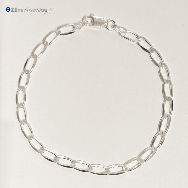 Zilveren lange gourmet schakel armband