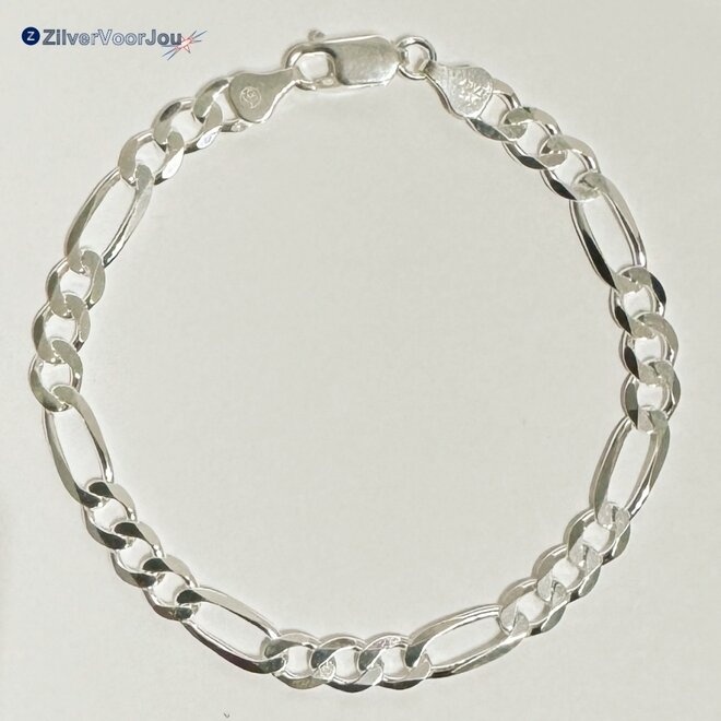 Zilveren 6 mm figaro schakel armband