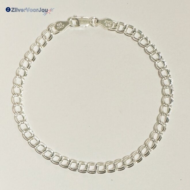 Zilveren dubbel gourmet schakel armbandje 19 cm