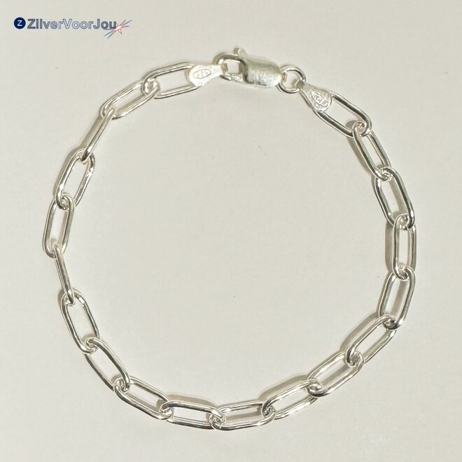 Zilveren open schakel armbandje 18 cm