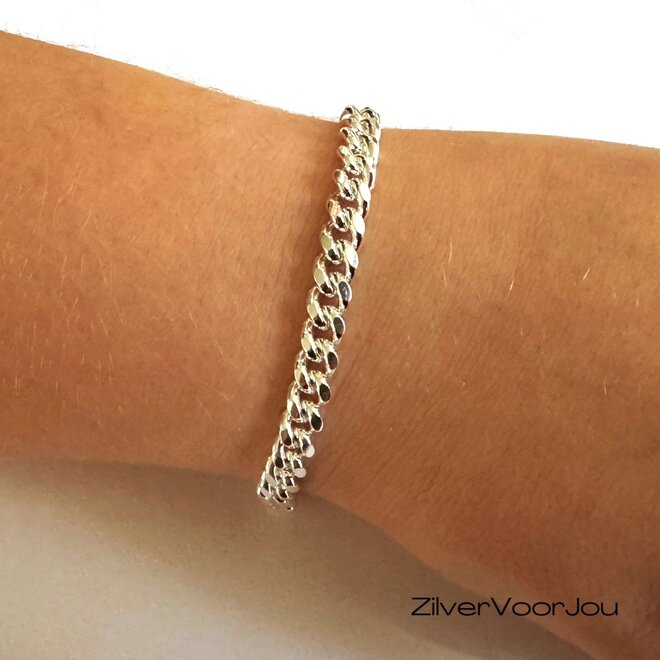 Zilveren ronde gourmet armband 20 cm 6.5 mm