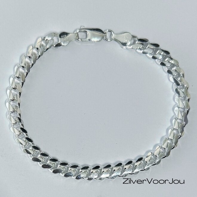 Zilveren ronde gourmet armband 20 cm 6.5 mm