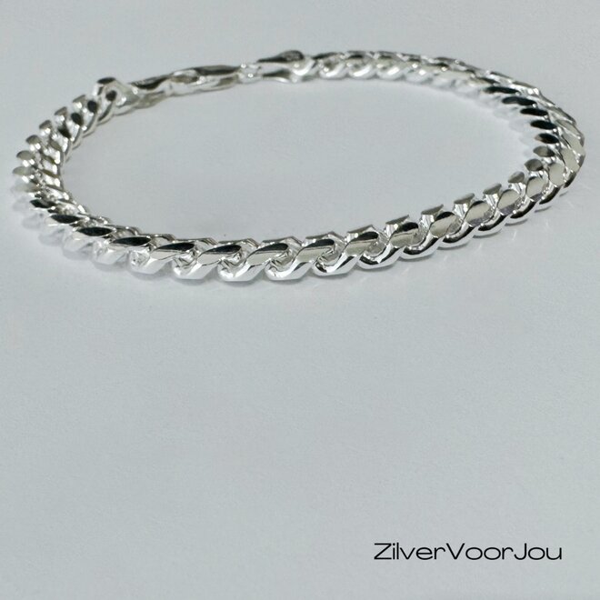Zilveren ronde gourmet armband 20 cm 6.5 mm