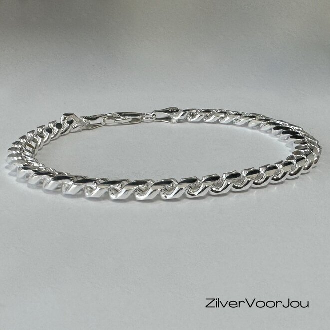 Zilveren ronde gourmet armband 20 cm 6.5 mm