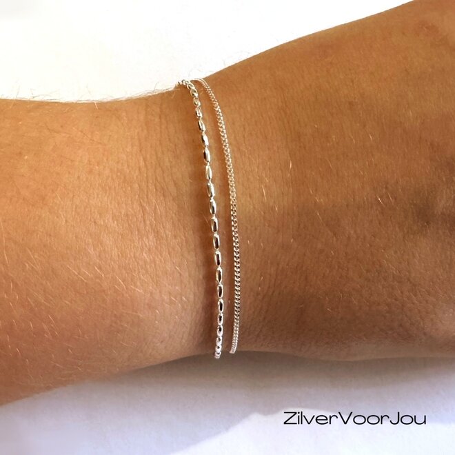 Zilveren double chain armbandje