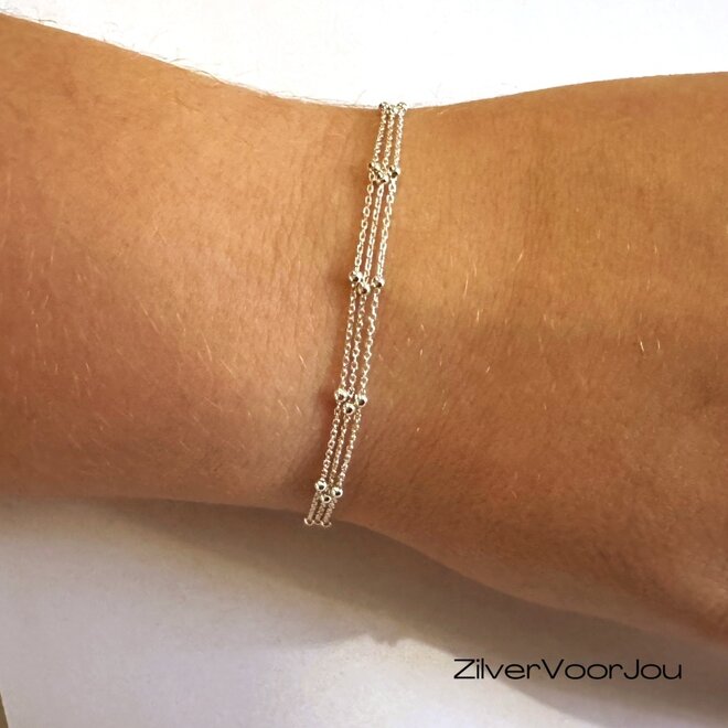 Zilveren triple ball chain armbandje