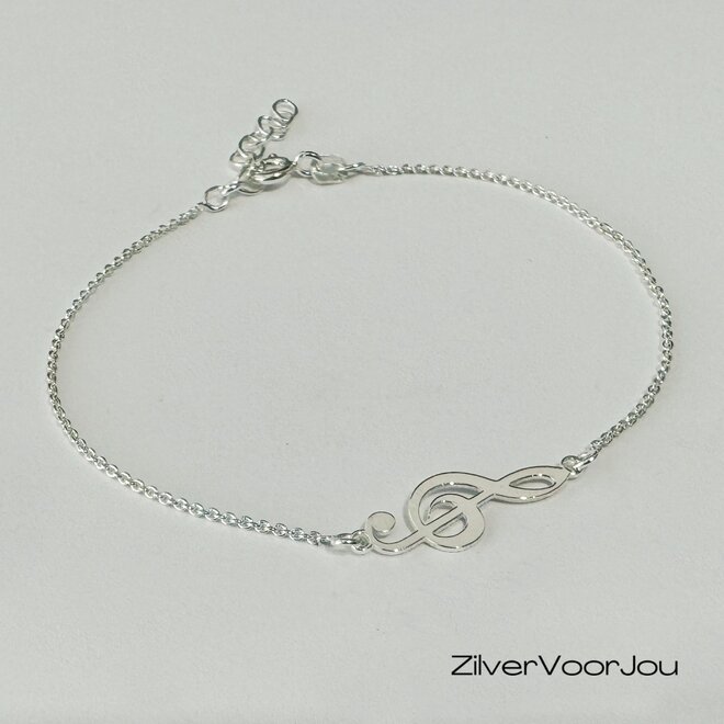 Zilveren muzieknoot armbandje