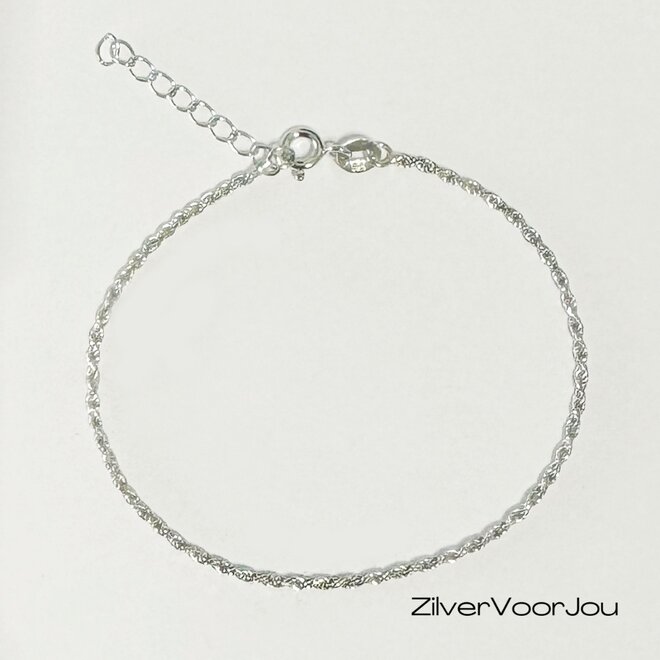 Zilveren rope armbandje rhodium