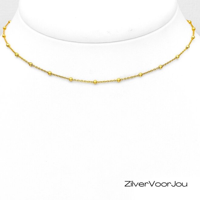 Gold plated 925 zilveren bolletjes ketting choker