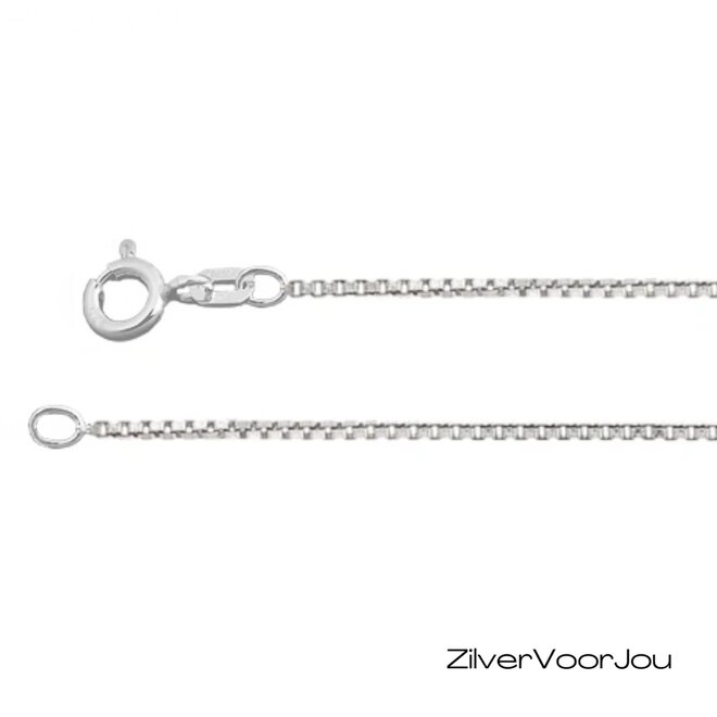 Zilveren box ketting 50 cm 1 mm breed