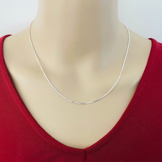 Zilveren box  ketting 45 cm 1 mm