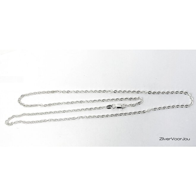 Zilveren ovale platte kabel ketting 70 cm  2.5 mm