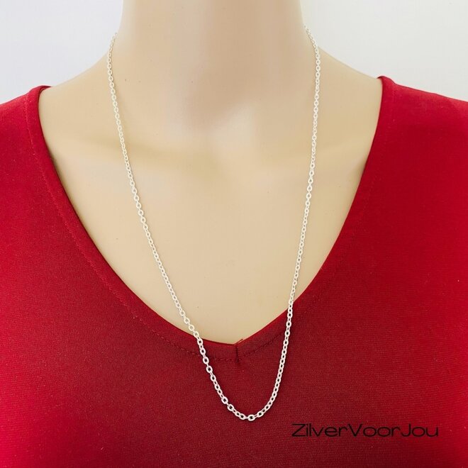 Zilveren ovale platte kabel ketting 70 cm  2.5 mm