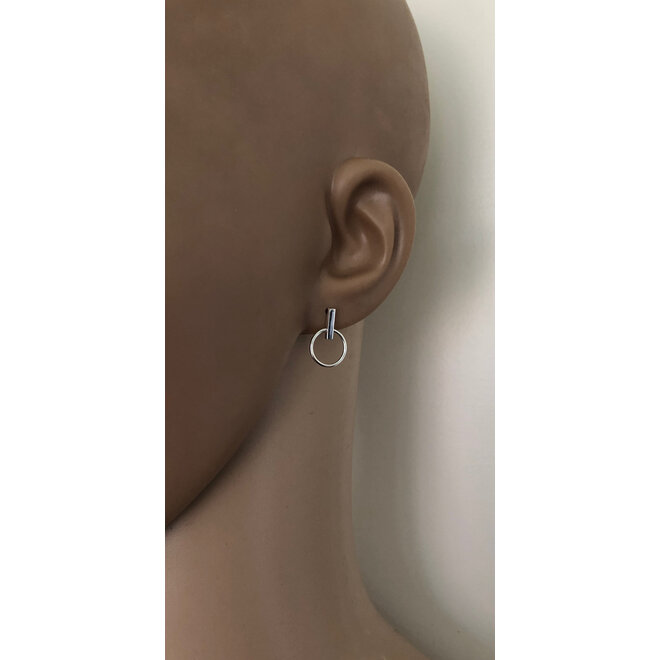 Gold plated 925  zilver staaf ringetje oorstekers