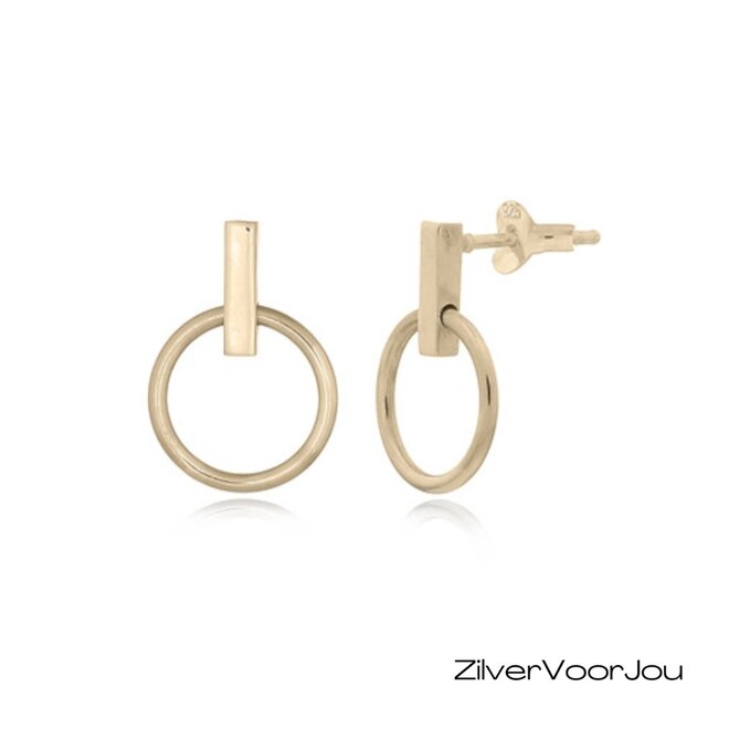 Gold plated 925  zilver staaf ringetje oorstekers