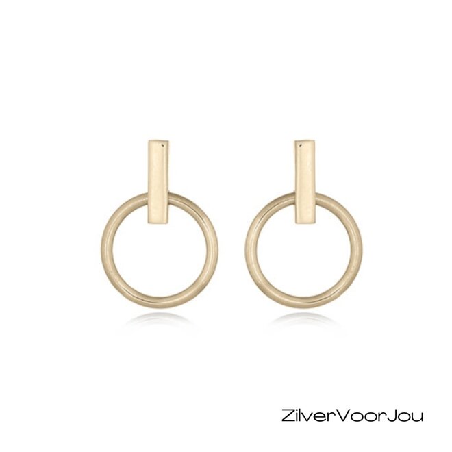 Gold plated 925  zilver staaf ringetje oorstekers