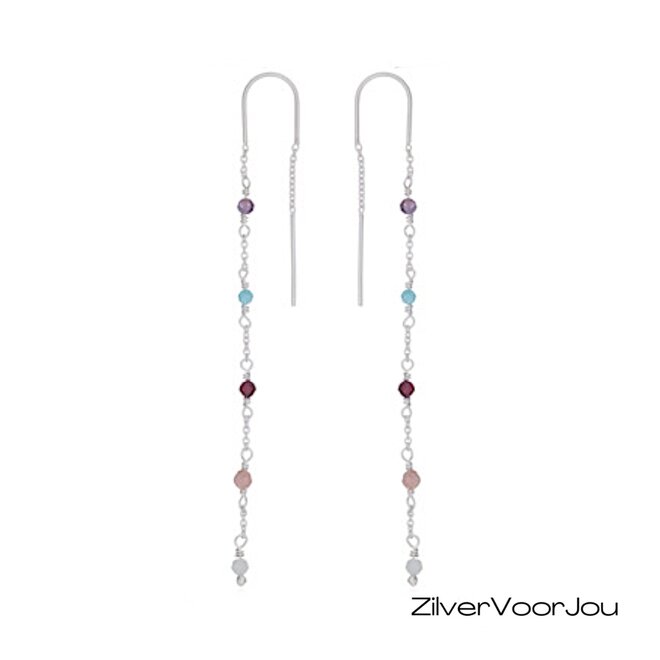 Zilveren mixed gemstone threader