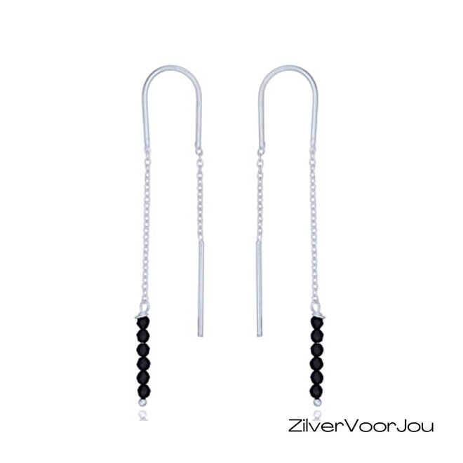 Zilveren zwart agaat threader