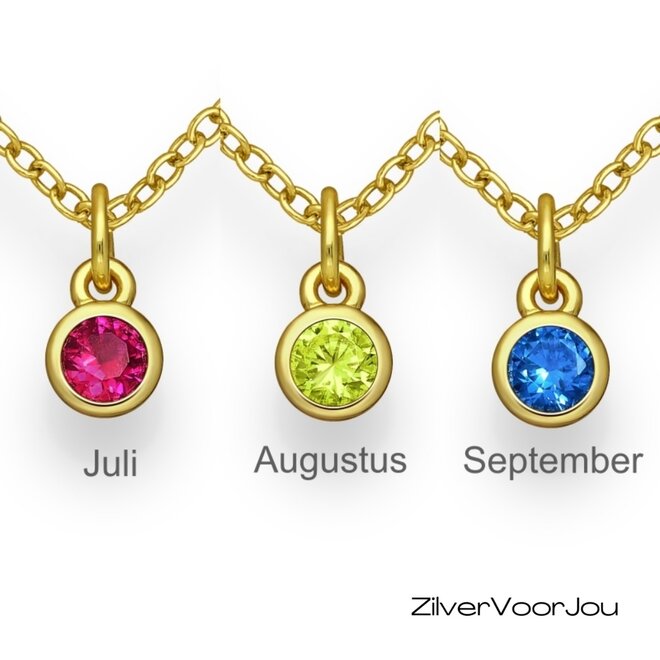 Gold plated 925 zilveren  geboorstesteen ketting