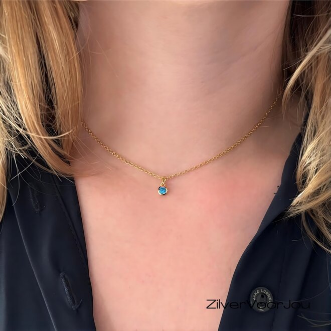 925 Zilveren geboorstesteen ketting