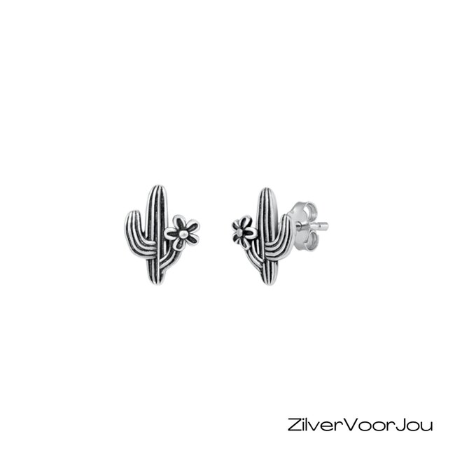 925 zilveren bloeiende cactus oorstekers