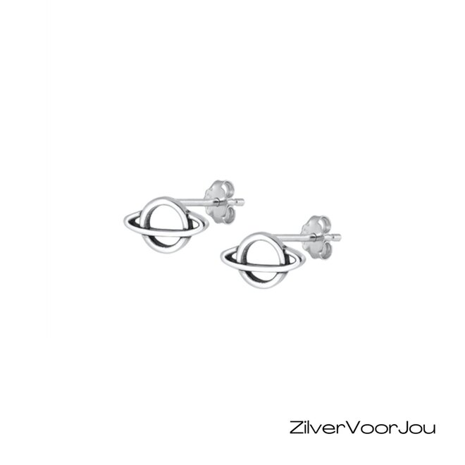 Zilveren saturnus studs