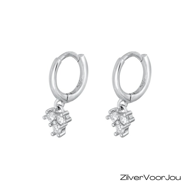 Zilveren white trinity huggie hoops