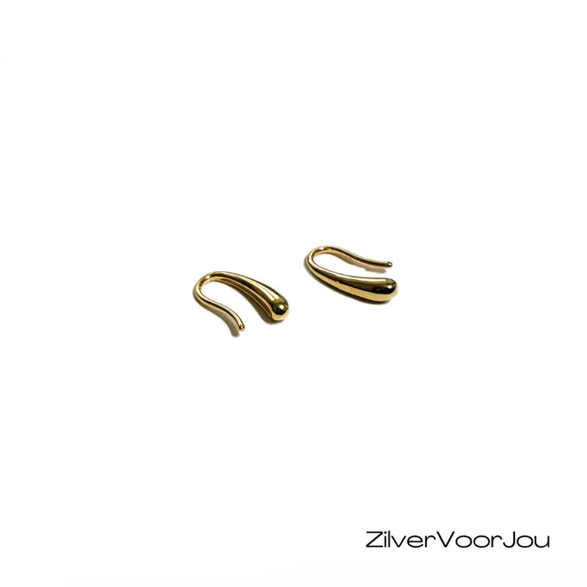 925 zilveren mini teardrop oorhangers gold plated