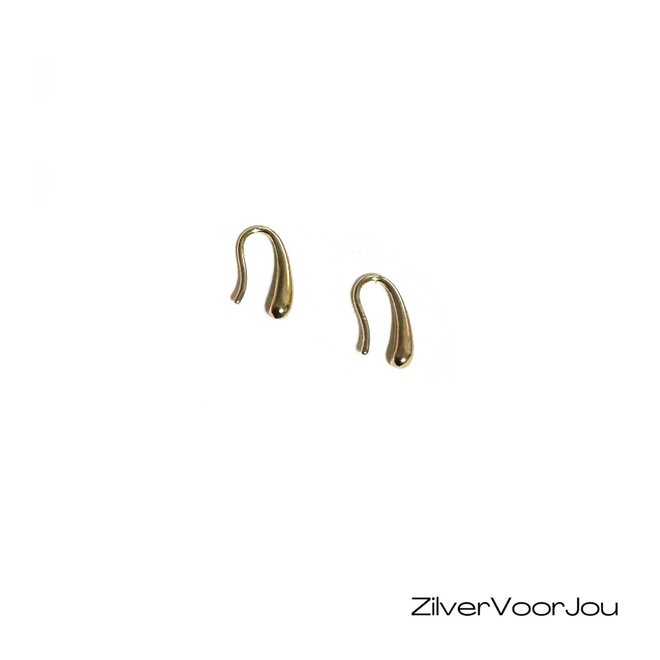 925 zilveren mini teardrop oorhangers gold plated