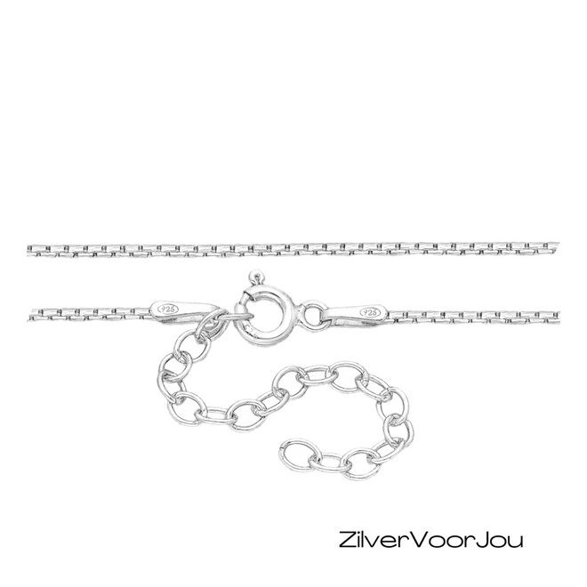 925 Zilveren verstelbare ronde box ketting 50-55 cm
