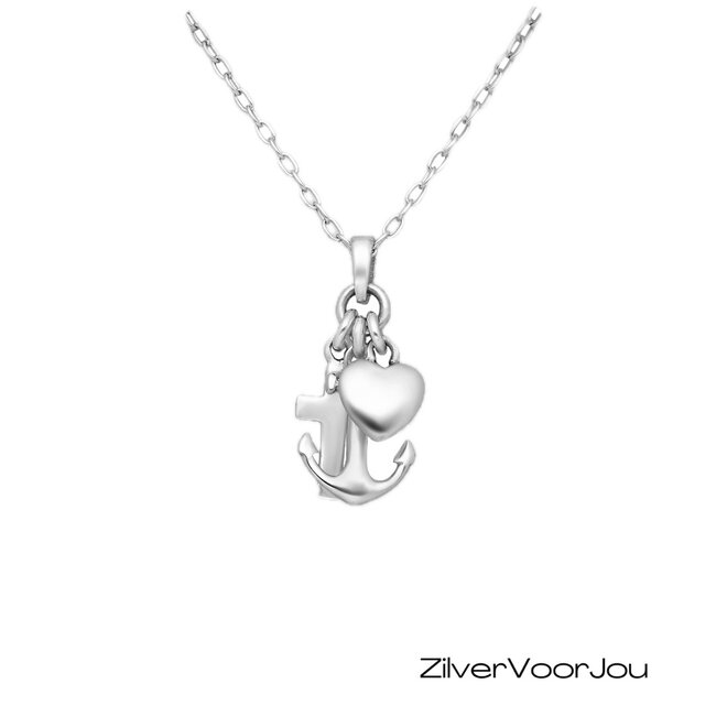 925 Zilveren hoop geloof en liefde hanger