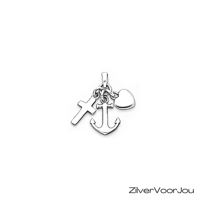 925 Zilveren hoop geloof en liefde hanger
