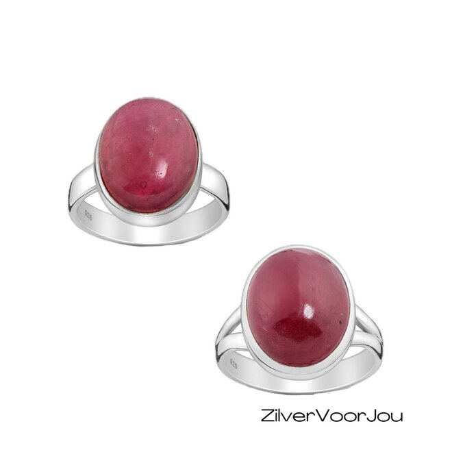 Zilveren Ruby ring