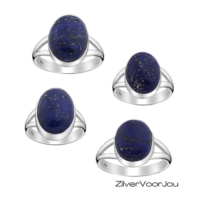 925 Zilveren ring met ovale lapis lazuli