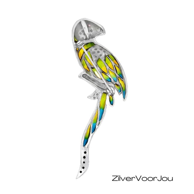 Zilveren papegaai vogel broche