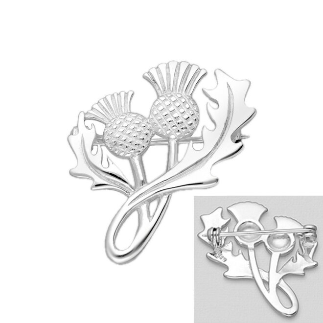 Zilveren distel broche