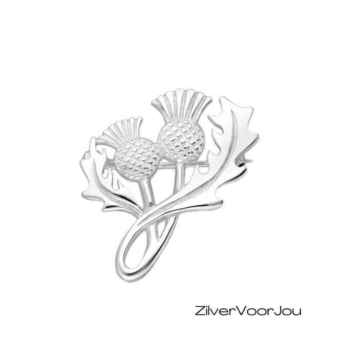 Zilveren distel broche