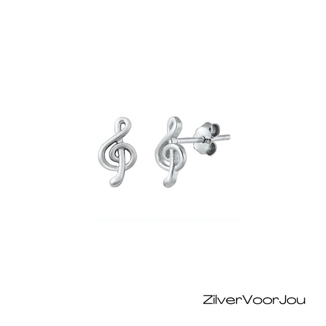 Zilveren vioolsleutels studs