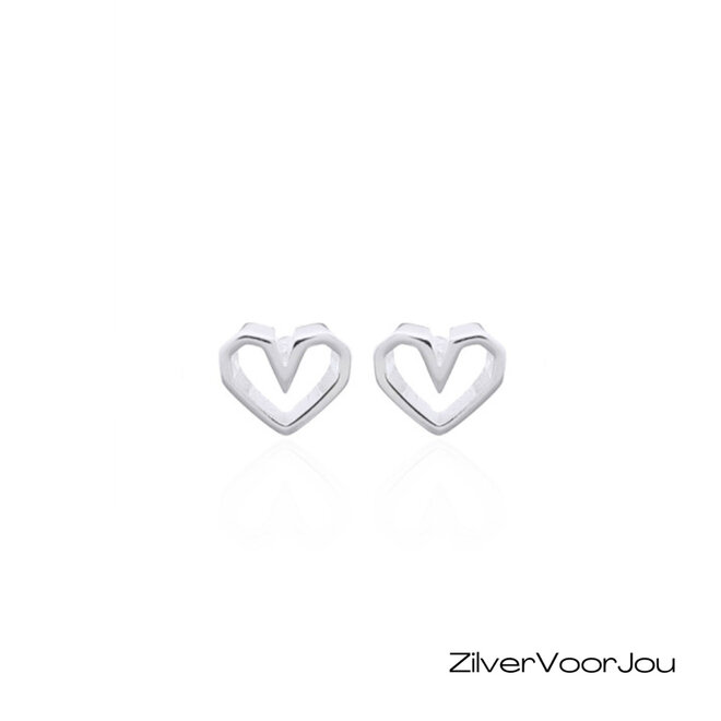 925 Zilveren open design hartjes oorstekers